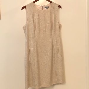 DKNY sz10 Cream/Gold metallic pocket dress